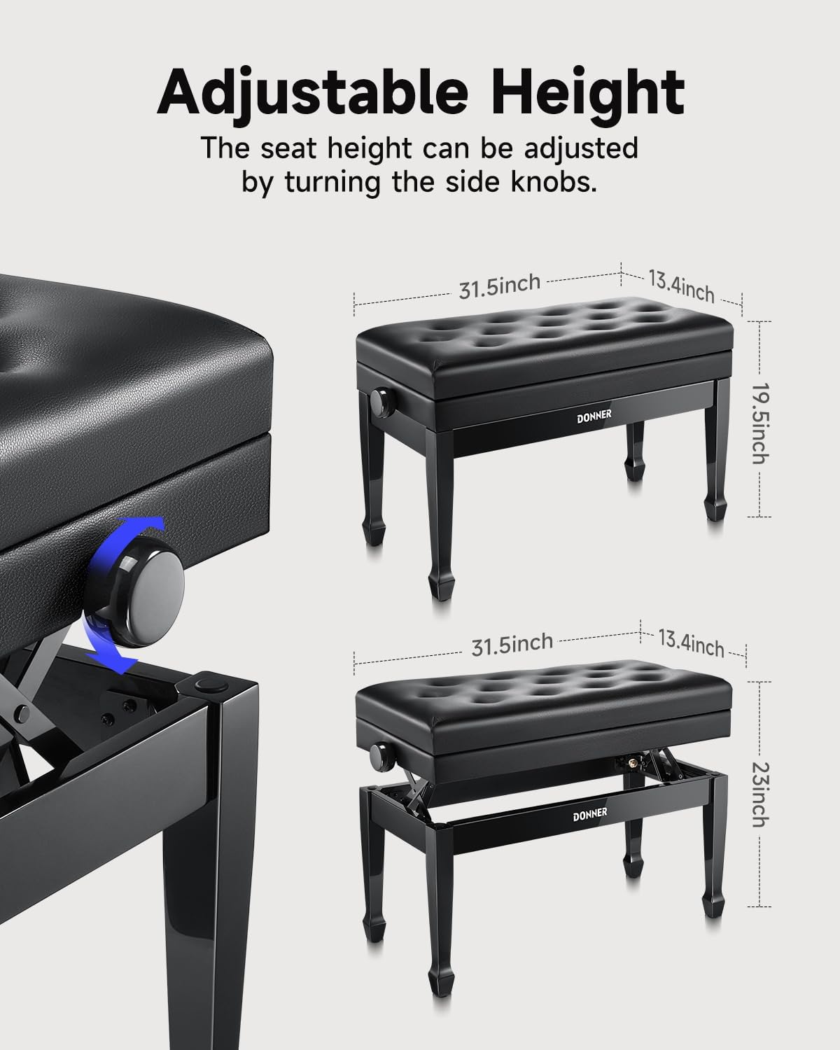 Donner DDP-90 Digital Piano+Donner Adjustable Duet Piano Bench with Storage