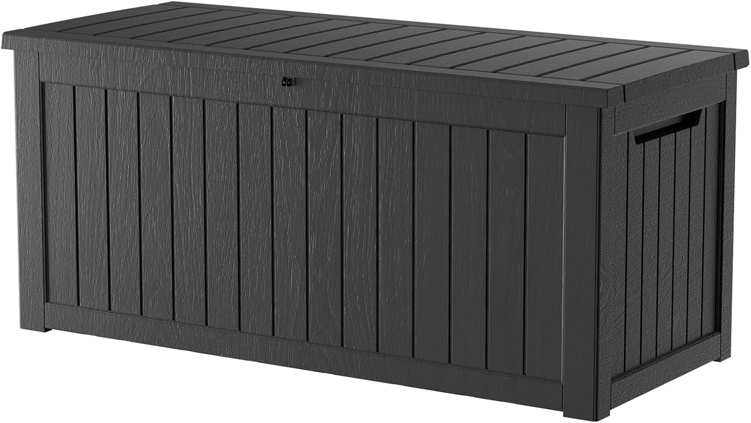 270 Gallon Resin Deck Box, Waterproof Outdoor Storage Box for Patio Furniture Cushions, Garden Tools, and Pool Accessories, Large Lockable UV-Resistant Storage Bin Bench Cabinet for Outside, Black