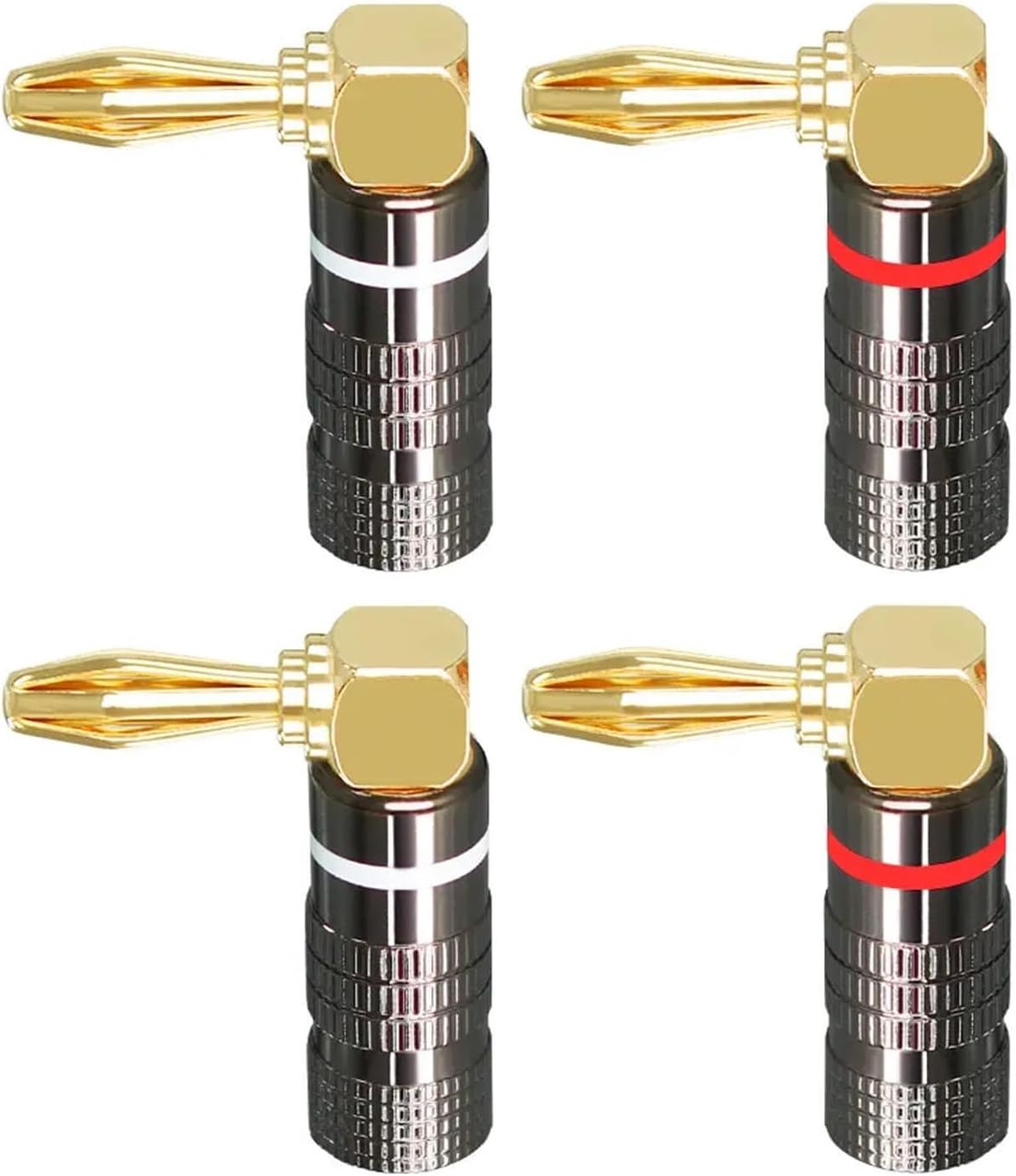 Dual Screw Lock Banana Speaker Cable Connector Right Angle Banana Adapters Jacks Amplifier Connector Banana(24 Pieces)