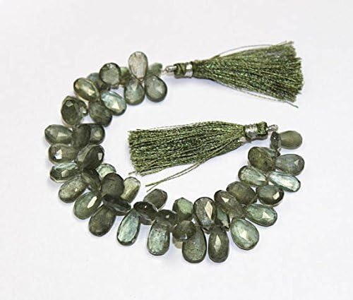 13 inch natural beads strand of 10x7-14x9mm faceted pear moss aquamarine gemstone briolletes beads for DIY jewelry - necklace, bracelet, earring, ring.