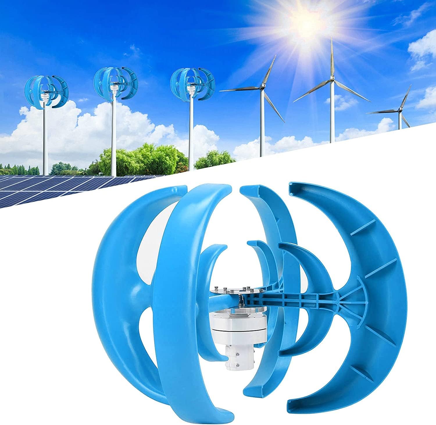 Wind Turbine 5000W 4 Blade Wind Vertical Double-Layer Axis Generator Generator Wind Turbine Kit