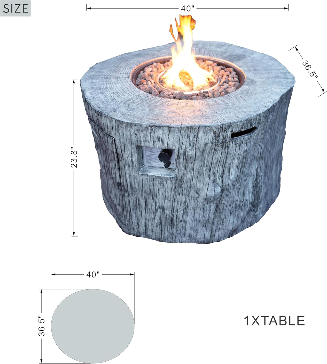 2 in 1 Outdoor Fire Table with 50000 BTU Burner, 40