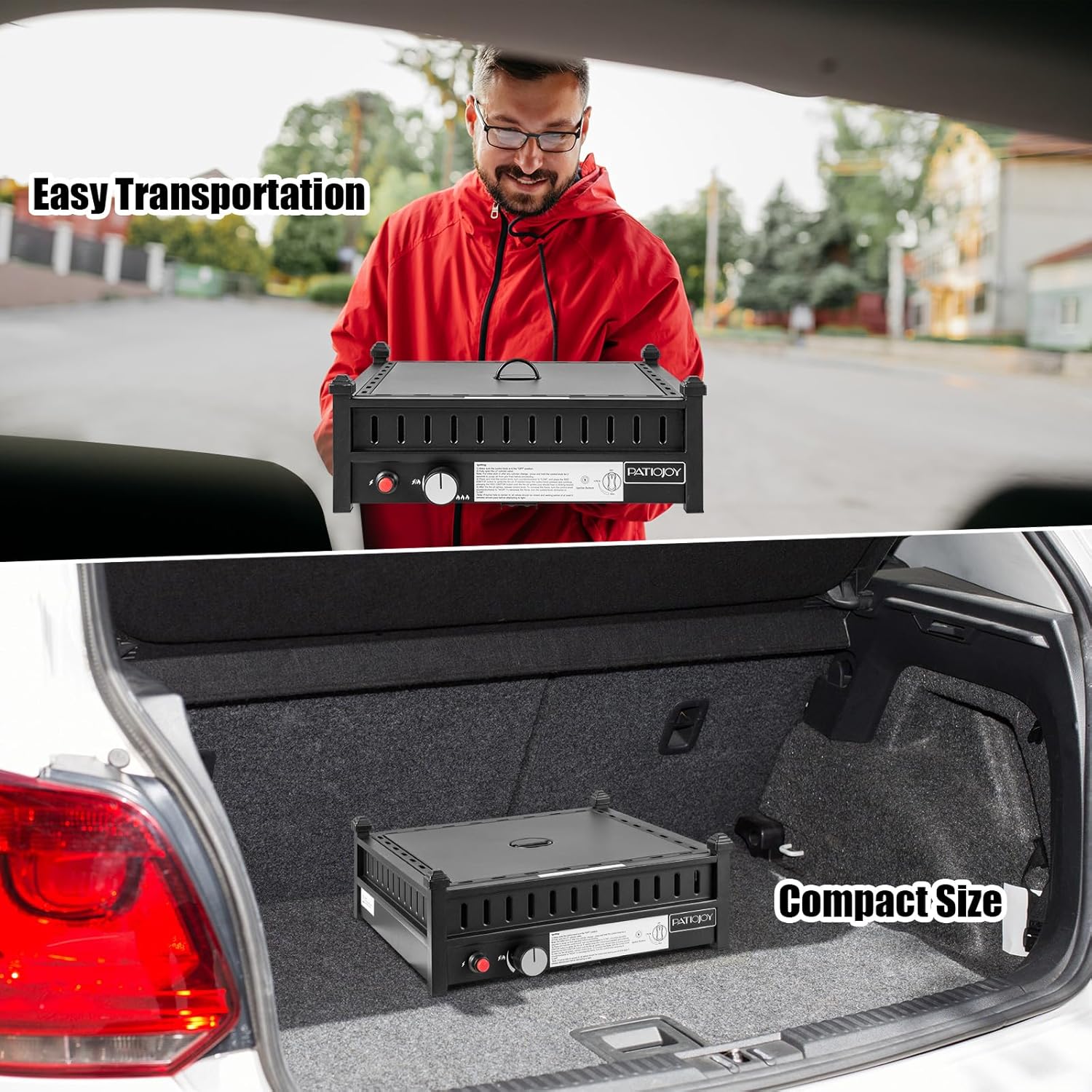 COSTWAY 16.5 Inch Tabletop Propane Fire Pit, 40,000 BTU Outdoor with Removable Lid, Simple Igniting System, Lava Rocks & Tank Seat Included, Ideal for Tables with 2'' Umbrella Hole