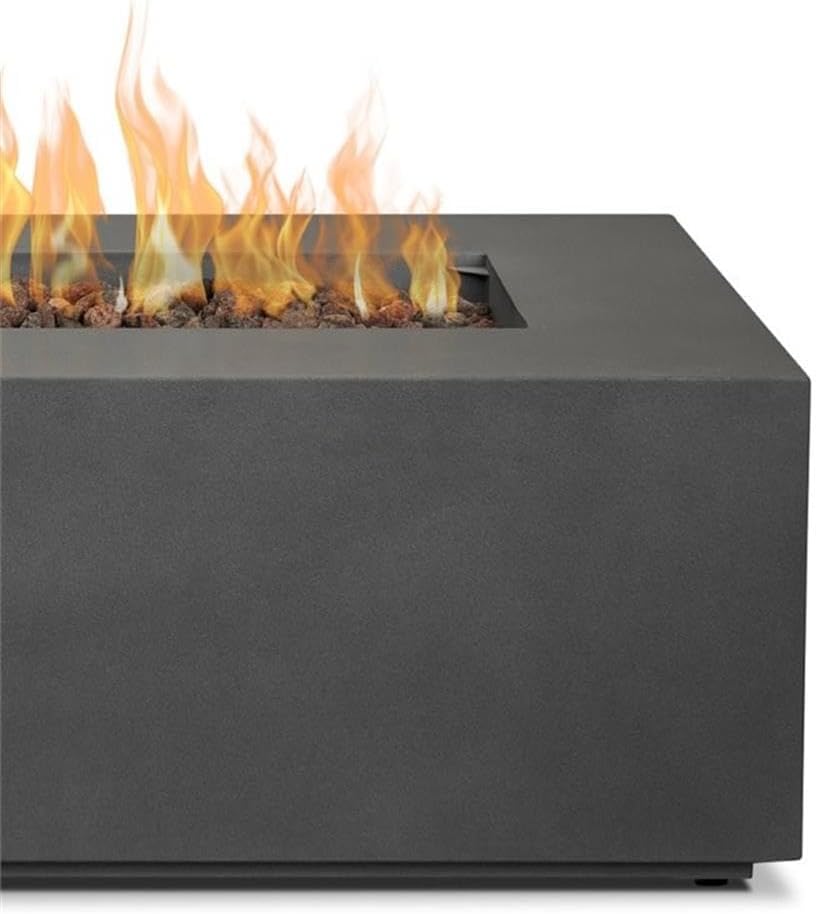 Home Square 2-Piece Set with Small Fire Table and Fire Glass in Slate/Black