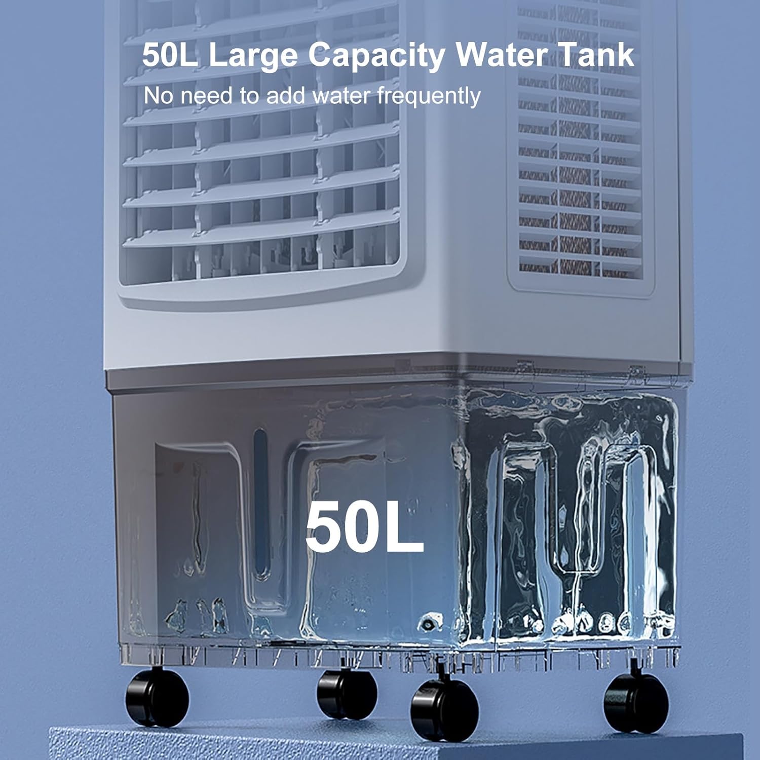 Outdoor Swamp Cooler, Evaporative Air Coolers with Remote Control, 90° Oscillating, 3-Speed Mode, Air Cooler, 50L Large Capacity Water Tank for Indooor Outdoor Use