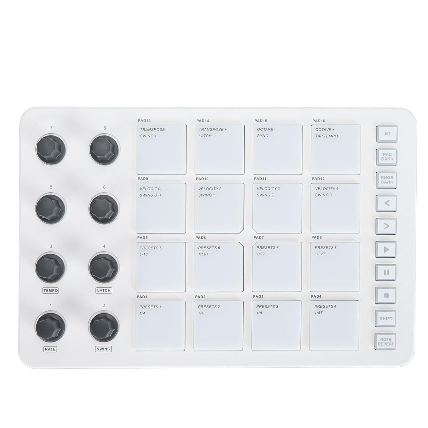 Portable MIDI Beat Pad with 16 RGB Drums, Wireless Controller with Rotating Knobs, for Music Production and Beat Making