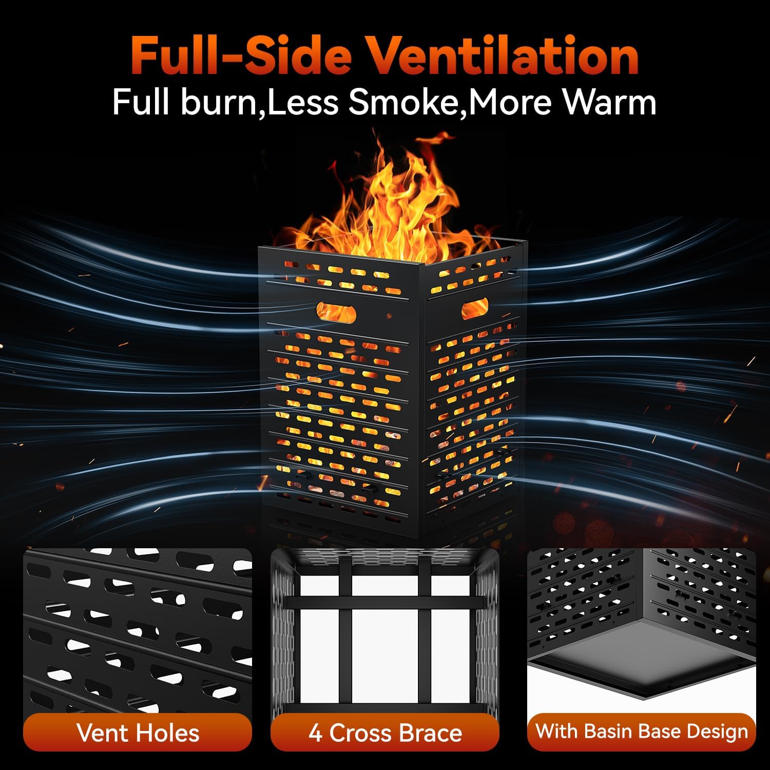 Fire Pit Burn Barrel 30 Inch 63 Gallon Ultra Thick Burn Drum for Yard Waste Incinerator Barrel Burn Cage for Outside Paper Leaf Trash Wood Backyard Bonfire