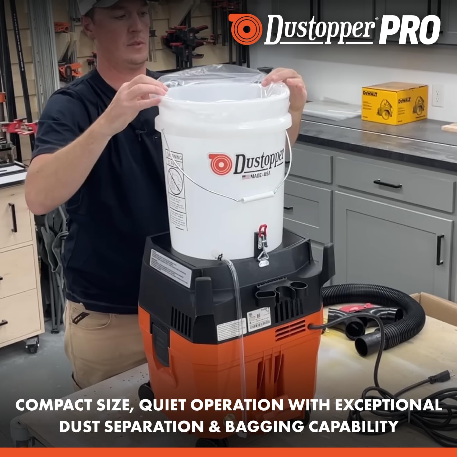 Turbo Bagger Shop Vacuum System – High-Performance Dust Collection System with Accessories for Wet Dry Vacuum System, Great for Shops, Garage, and Workshop, 5.8 Gallon, Ships in 2 Packages