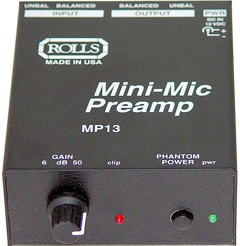 Rolls MP13 Mini Microphone Preamp with SM Series XLR M to XLR F Microphone Cable - 6'