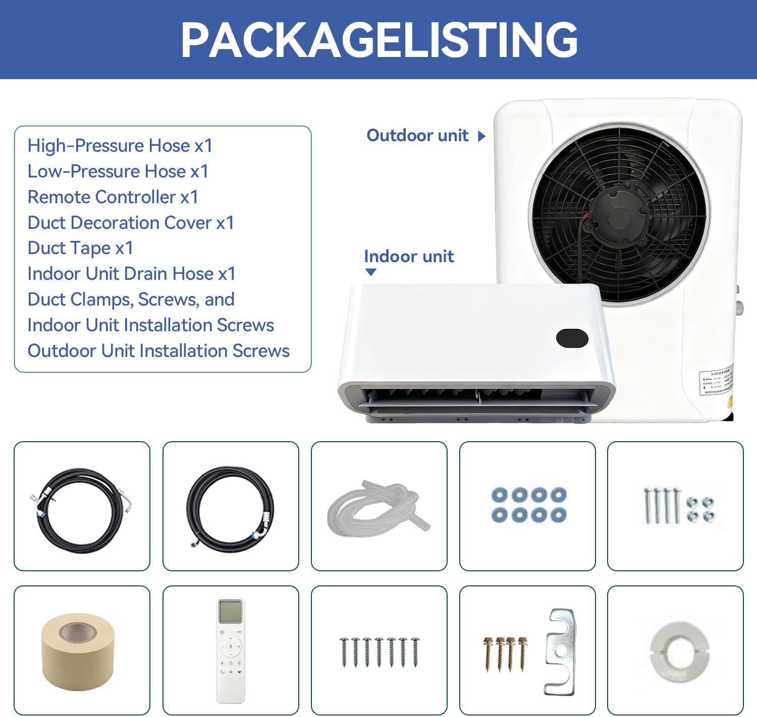 Aspligo 12v Semi Truck Air Conditioner 10000BTU Split Parking Air Conditioner 12 volt ac unit for truck Motorhome Tractor Trailer Camper Van RV Automotive RV SUV Bus Boat excavator off-road