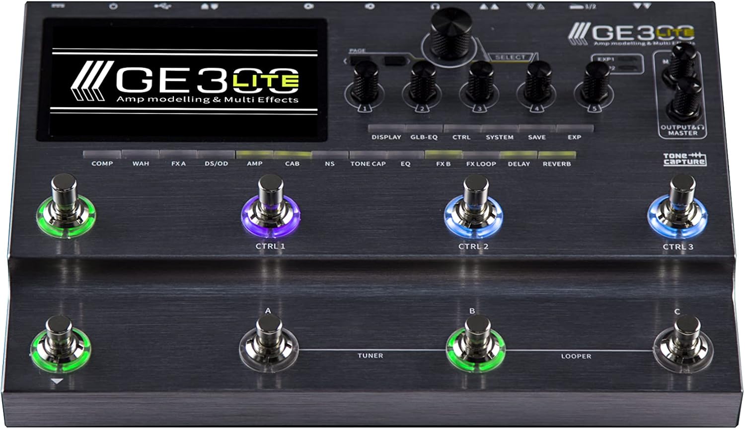 MOOER GE300 Lite Guitar Amp Modelling Multi Effects Processor, FX LOOP, Cab Sim, IR Loader, Tone Capture, Full Complement of Classic and Modern Effects for Stage and Studio