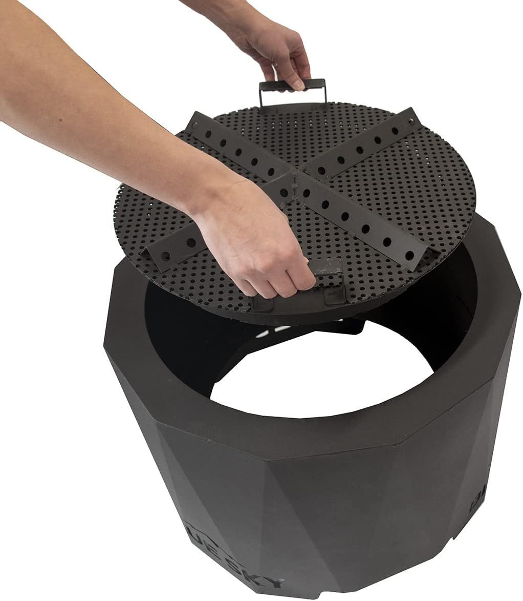 Blue Sky Outdoor Living Peak Smokeless Patio Fire Pit with Spark Screen and Lift, with Lift-Out Ash Catch, Black