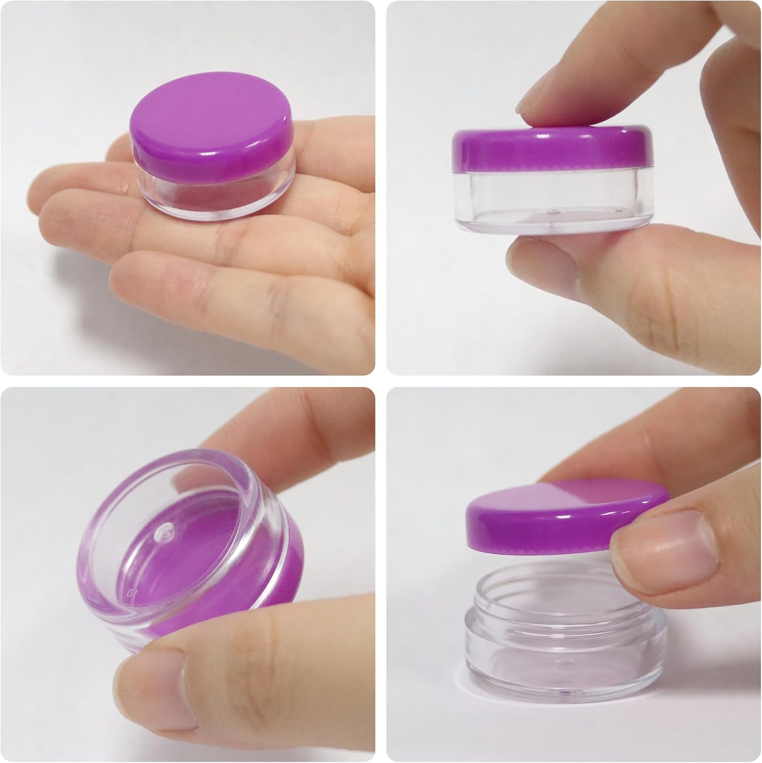Beauticom 5G/5ML Round Clear Jars with Purple Lids for Small Jewelry, Holding/Mixing Paints, Art Accessories and Other Craft Supplies - BPA Free (Quantity: 1000 Pieces)