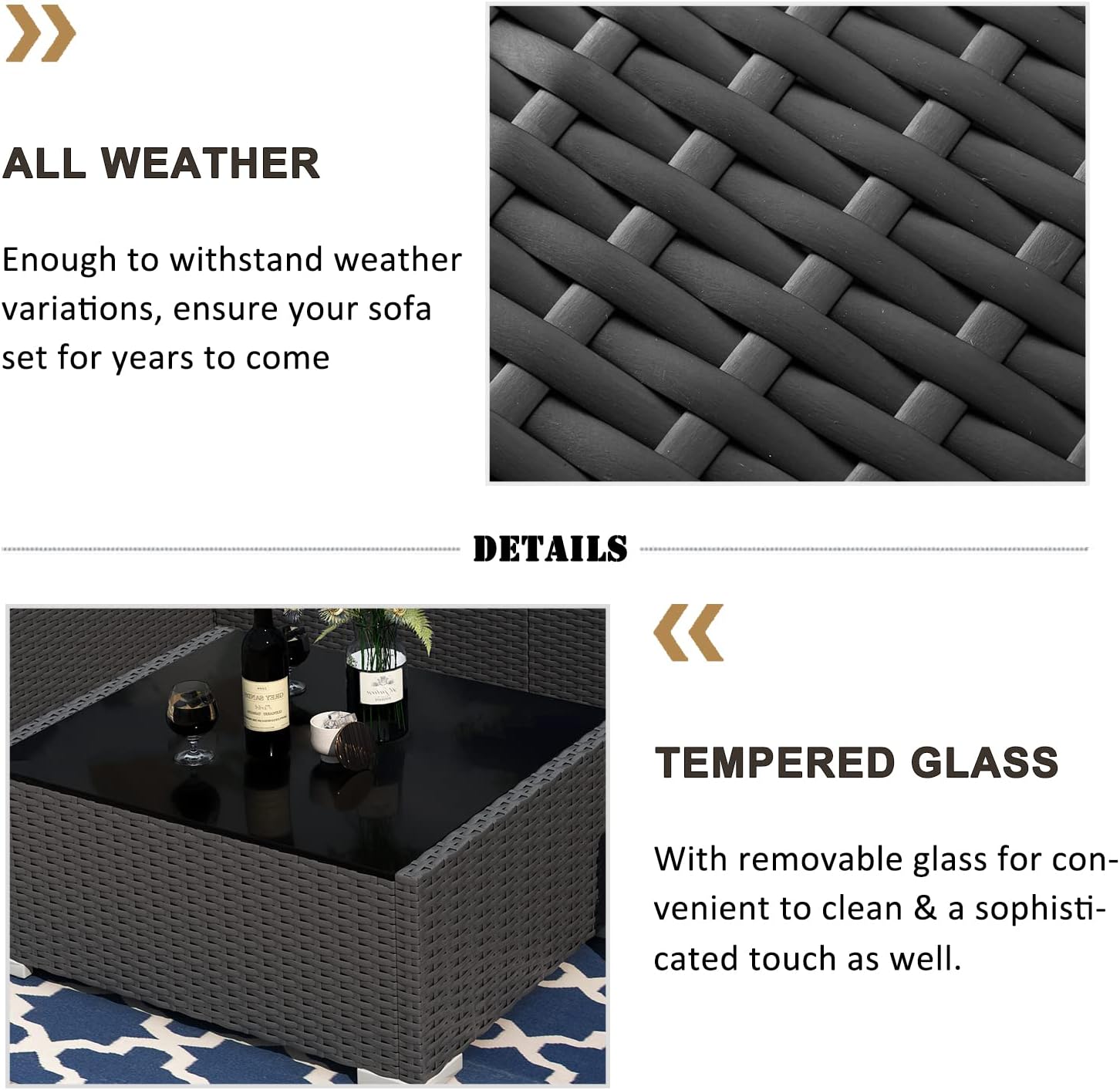 8 Pieces Patio Furniture Set with 44