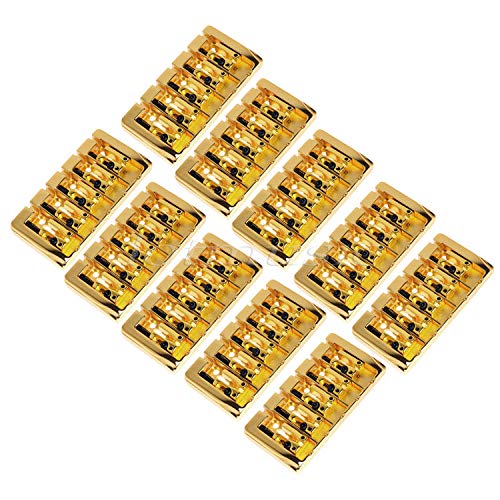 MINHTOANBV 10 Sets Bass Guitar Hard Tail Bridge 5 String with Screws Wrench Gold