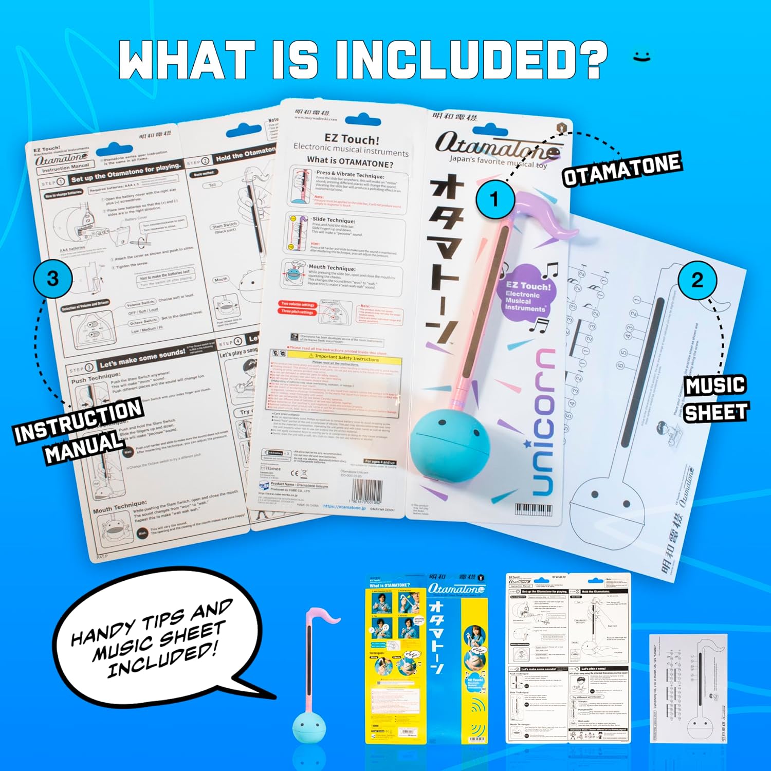 Otamatone Regular [Unicorn] and OT Deluxe [Unicorn] Bundle Japanese Electronic Musical Instrument Portable Music Synthesizer Maywa Denki Award Winning Educational Fun Gift for Children Teen Adult