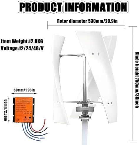 14000W Vertical Wind Turbine Generator Kit - 12V/24V/48V/220V Small 3-Phase AC Turbine with MPPT Controller for Sustainable Industrial Energy Solutions