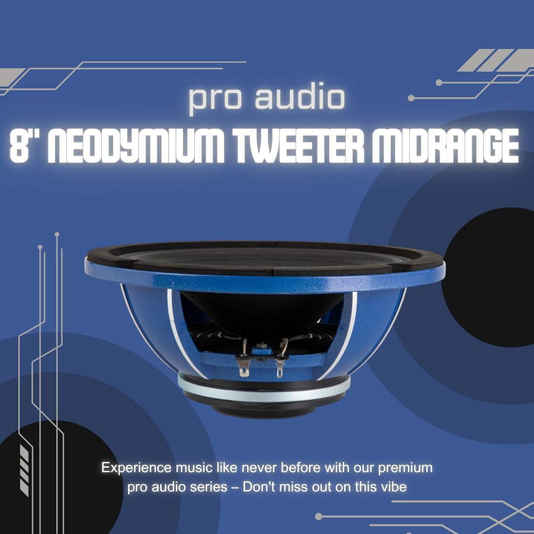 Soundstream SPM.804BN – Pro Audio 8 Inch Midrange Car Speaker | High Performance SPL Speakers for Loud Sound | 600W Max 8” Car Door Speakers with Neodymium Bullet Tweeter - Pair