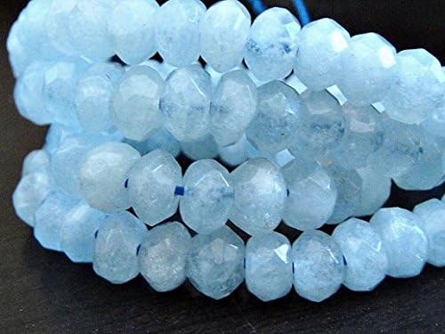 Aquamarine Faceted Rondelle, Luxe AAA, Gemstone Beads, Brides, 6x4mm Approx. 2 inch Strand