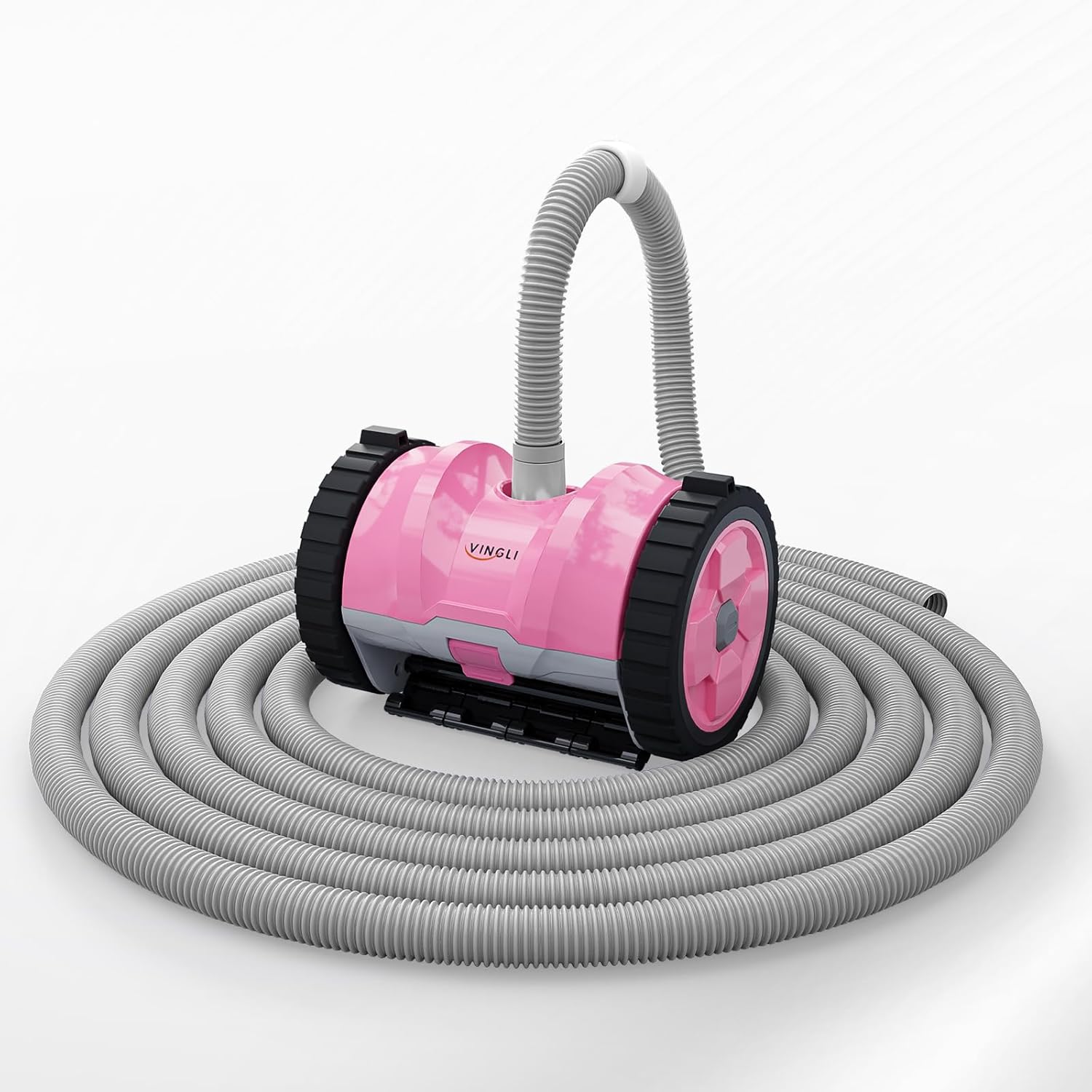 (2025 Upgrade) VINGLI Pool Vacuum Suction-Side Pool Cleaner Automatic Sweeper for Inground Swimming Pool,Powerful Suction to Climbs Walls,with 39.6ft Tangle Free Hose (Comfort Pink&Gray)