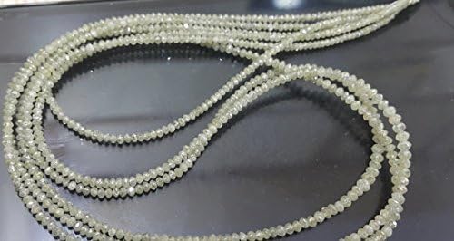 13 inch natural beads strand of 2.5-2mm faceted rondelle pale yellow white diamond gemstone beads for DIY jewelry - necklace, bracelet, earring, ring.