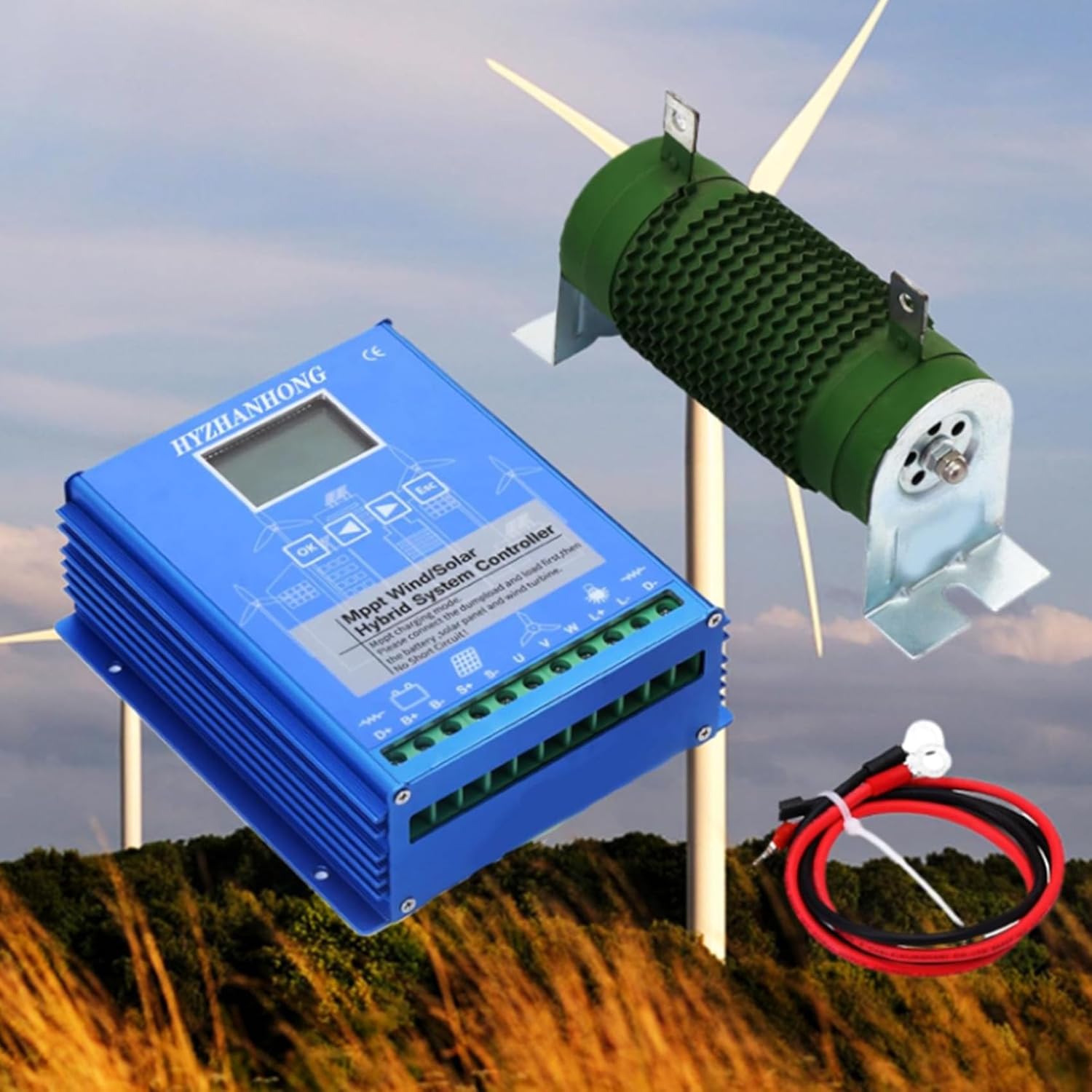 220V,HYZHANHONG 5000W Household Wind Turbine Controller,12V/24V/48V MPPT Hybrid Boost Controller for Wind Turbine Generator Charger Battery with LCD Display