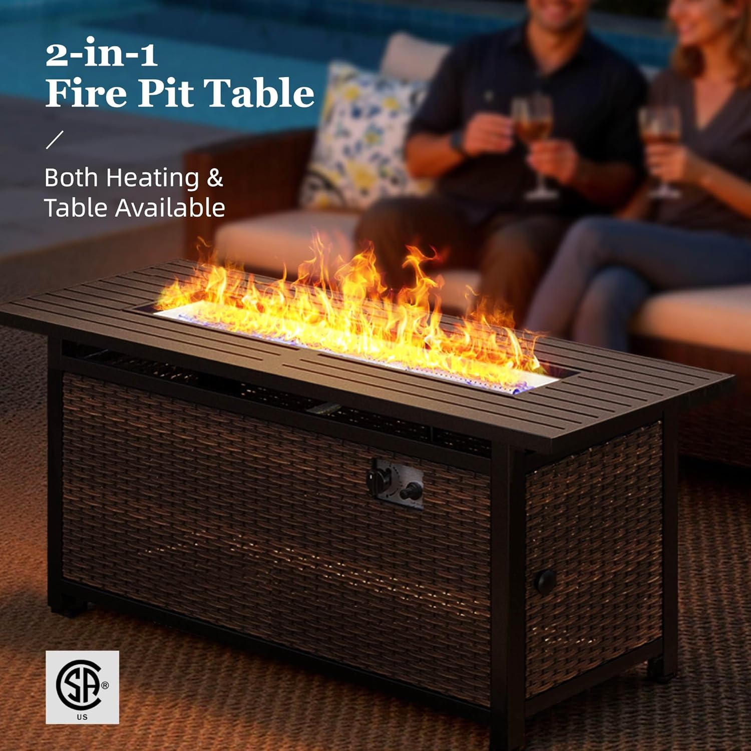 HERA'S HOUSE 8-Piece Outdoor Furniture Set with Fire Pit Table, Patio Conversation Set with 5.5