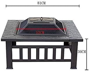 Firepit 32in Outdoor Fire Pit Metal Square Firepit Wood Burning Backyard Patio Garden Beaches Camping Picnic Bonfire Stove with Spark Screen,and Cover