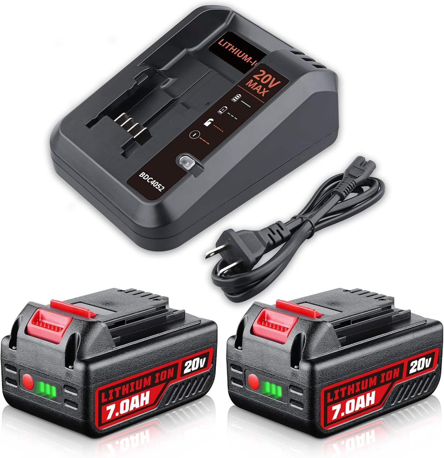 2Pack 20V Max 7.0Ah Lithium-ion Replacement for Black and Decker Battery and Charger Combo PCC692L, Compatible with Black and Decker 20V Cordless Power Tools Drill LBXR20 LBXR2020 LBX20 LBXR252