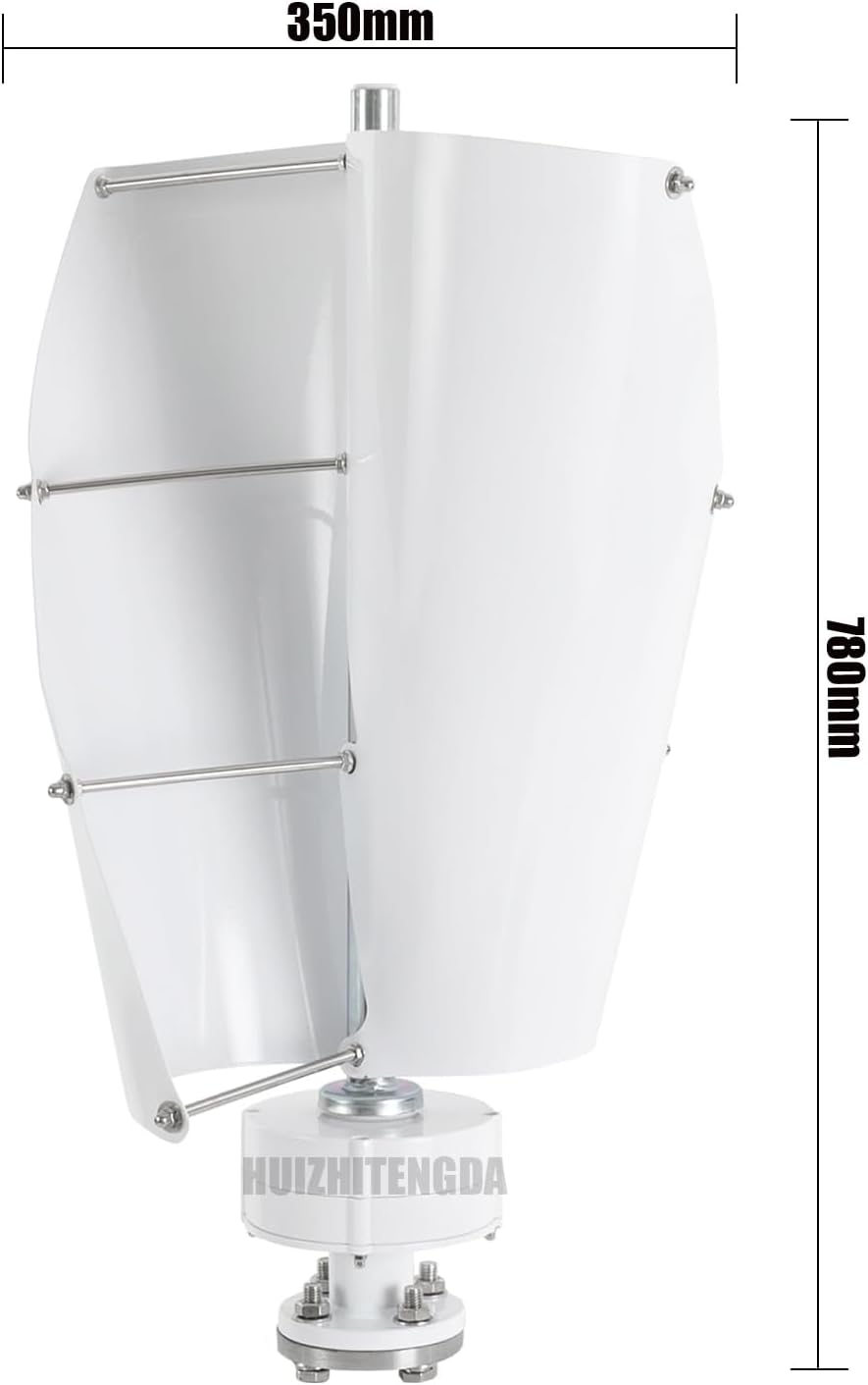 1200W Low Noise Low Speed 2 Blades Wind Turbine Power Generator,Ac 12V 24V 48V Spiral Wind Power Generator for Wind and Solar Power Generation