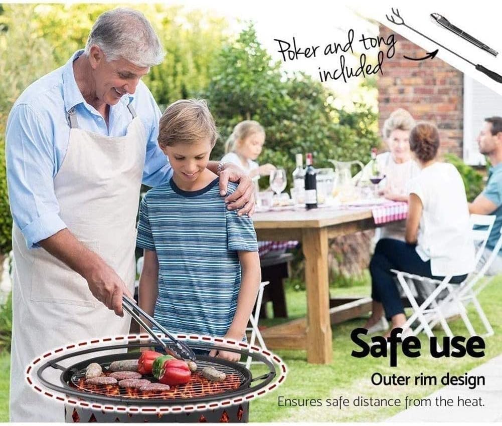 Fire Pit, Wood Burning Pit, Outdoor Brazier, Camping Fire Pit, Great for Outdoor and Patio, Bonfire, Black