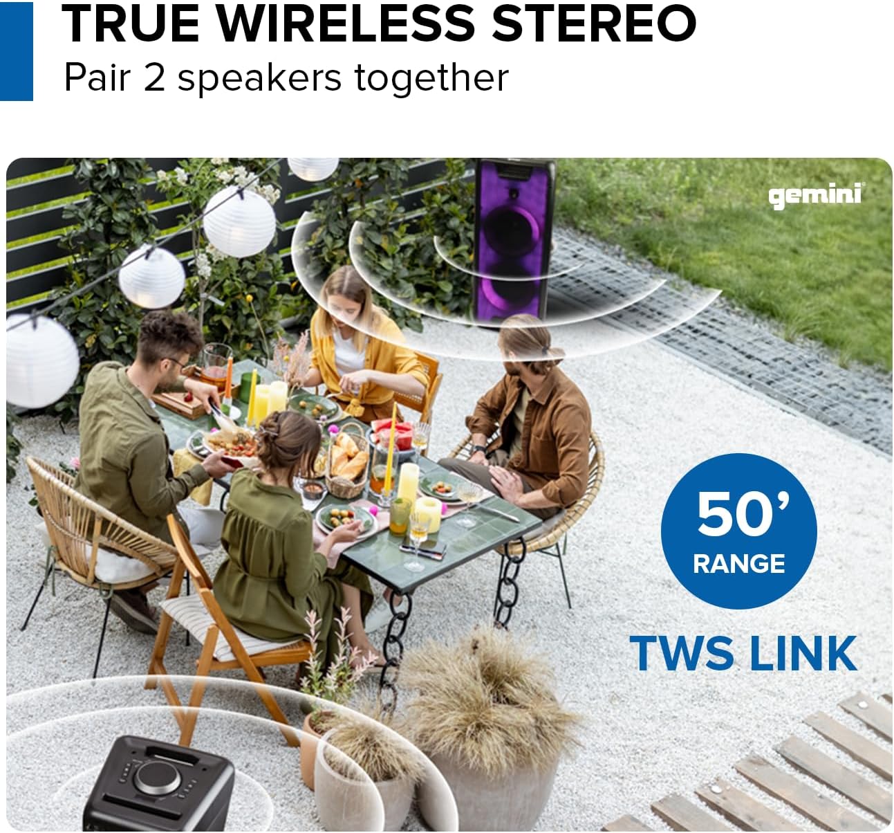 Gemini Bluetooth Speaker 1000W with LED Light Show, Dual 8