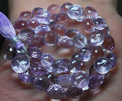 13 inch natural beads strand of 11-8mm faceted onion pink amethyst gemstone briolletes beads for DIY jewelry - necklace, bracelet, earring, ring.