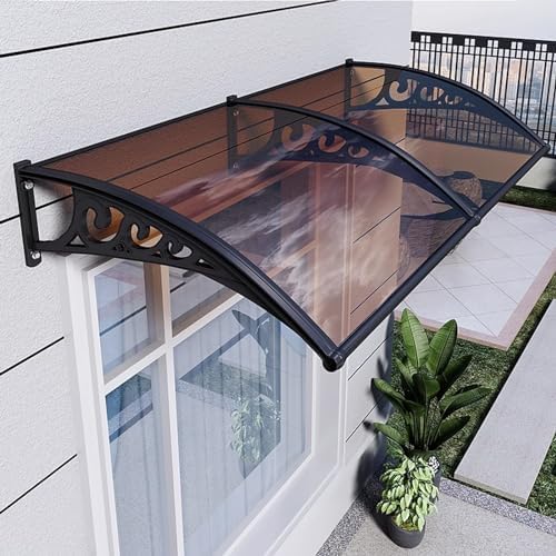 Waterproof Door Canopy Awning - Durable Polycarbonate Roof & Aluminum Frame for Outdoor Porch, All-Weather Protection, Windproof, Rust-Proof, Easy Installation for Front Door & Patio