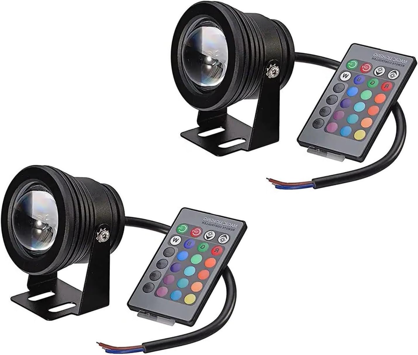2 Pack Underwater Led Lights - RGB Fountain Light Convex Mirror, IP68 Waterproof 12V 10W Underwater Spotlight for Pond, Garden, Boat