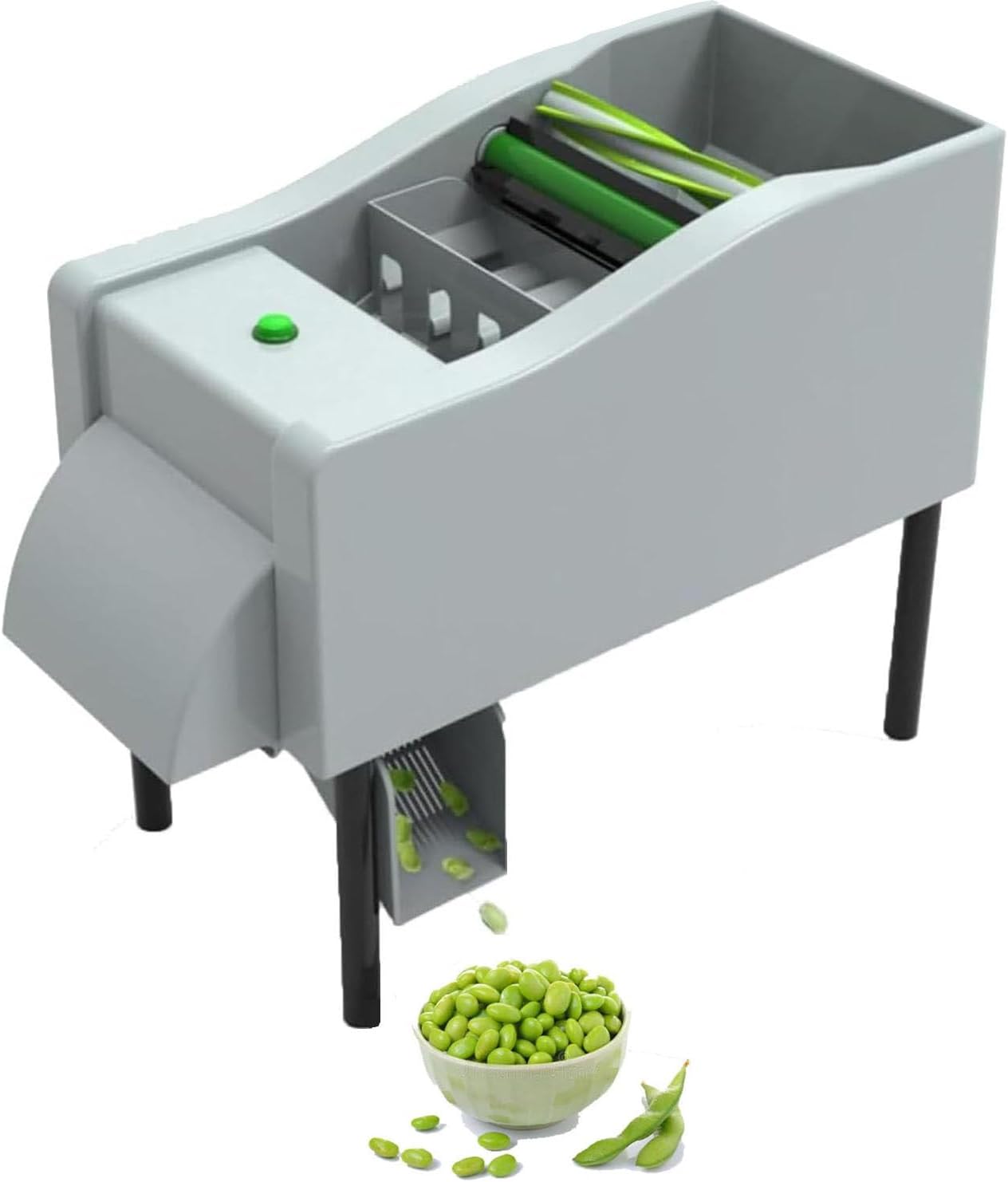 Commercial Pea Sheller Machine,Electric Bean Peeling Stripper with Double Drum,22lbs/H Output,Stainless Steel Semi-Automatic Sheller for Peas/Soy/Edamame