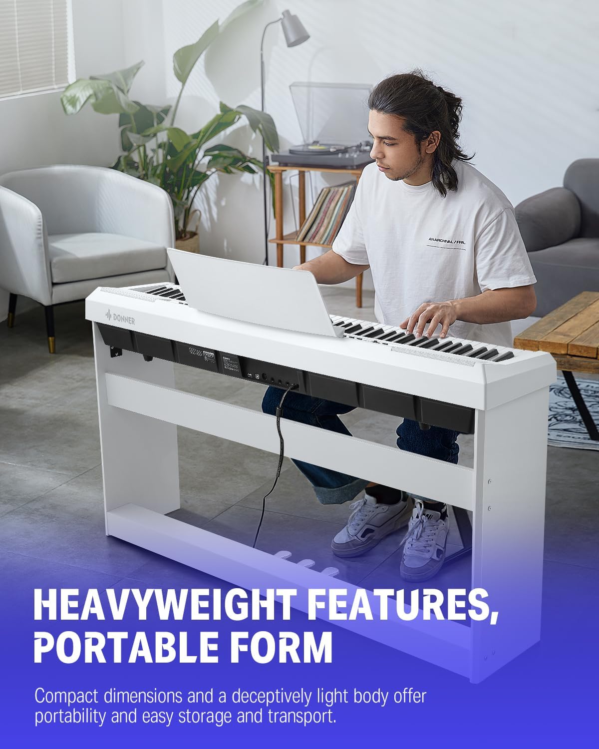 Donner DEP-20 Beginner Digital Piano+Donner Duet Piano Bench with Storage