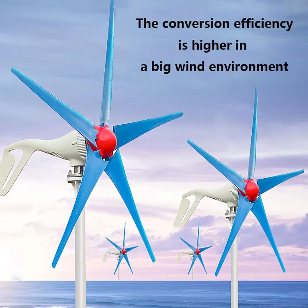 Wind Turbine 1200W 1400W 1600W DC 12V/24V Wind Turbine Generator Kit 5 Blades Outdoor Generator Windmill Generator with Controller for Home(24V,1600W)