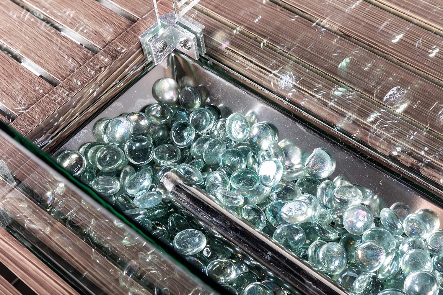 LEGACY HEATING Steel Rectangular Fire Pit with Cover and Table Lid, Nature Wood Coating (Aluminum) (Brown)