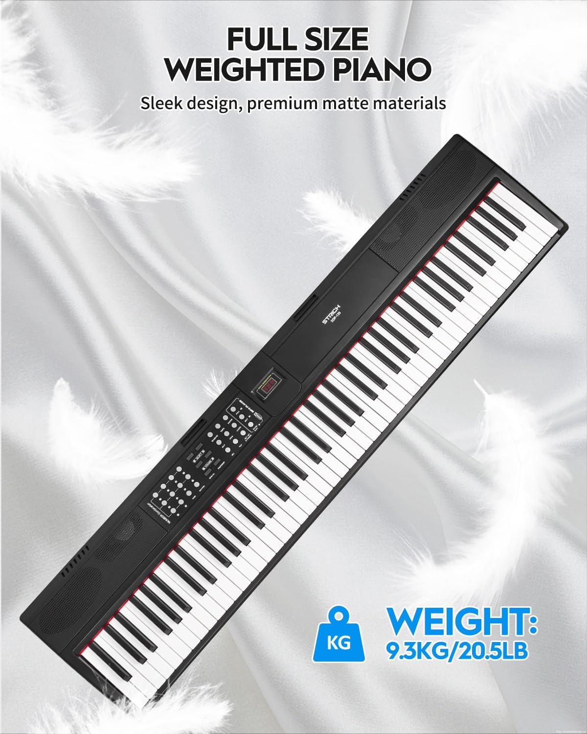 STRICH 88 Keys Weighted Keyboard with Sustain Pedal, Hammer-Action Digital Piano, SPT-10X Page Turner Pedal for Musical Instruments