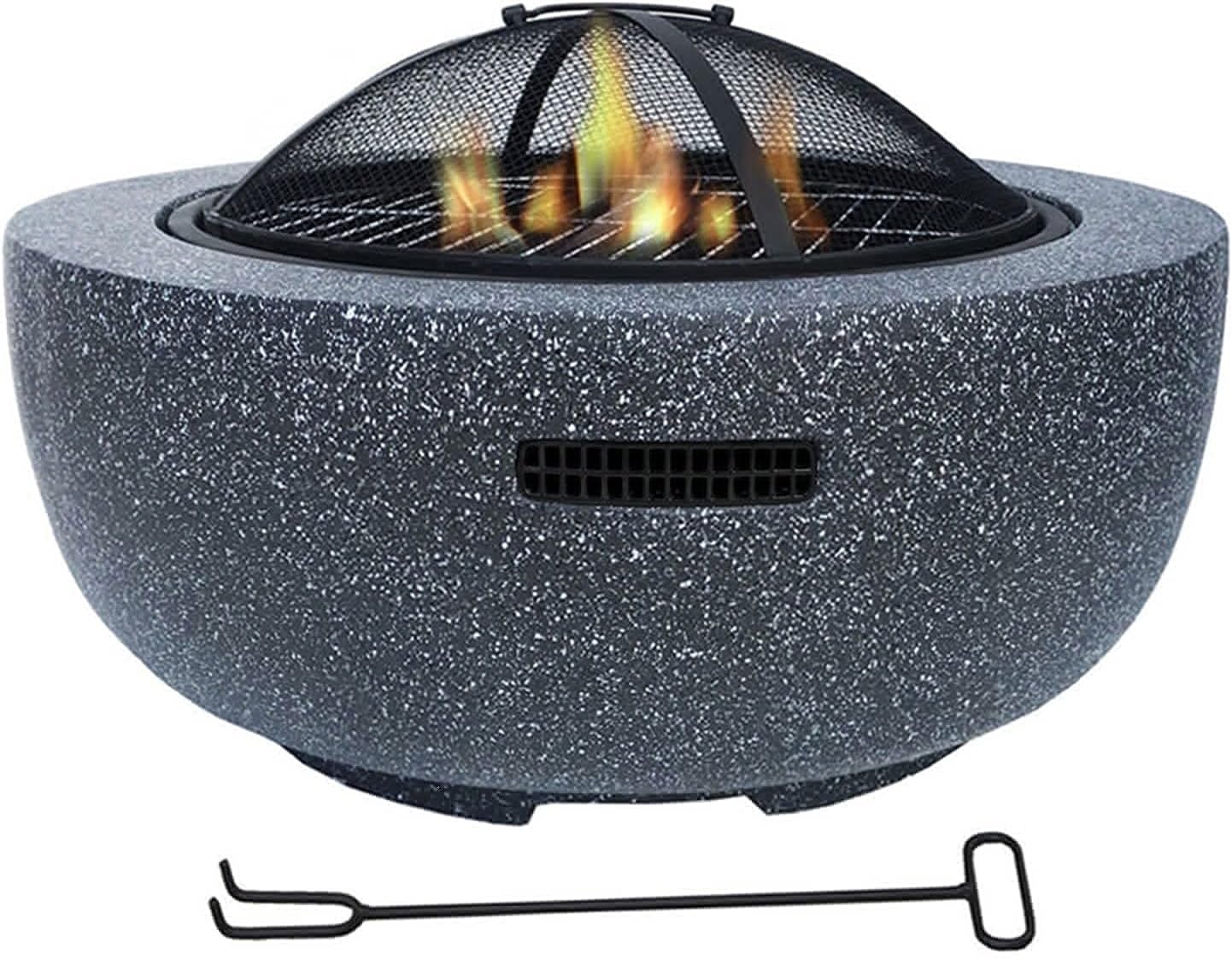 Fire Pit Wood-Burning fire Pit, 23-inch Outdoor fire Pit, Barbecue fire Pit Bowl, Imitation Marble Garden fire Pit