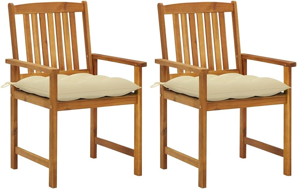 Patio Chairs with Cushions,Outdoor Chairs,Garden Chairs,Lawn Chairs,Camping Chair,Barbecue Chairs,Dining Chairs,Armchair,for Outdoor,Fire Pit,Deck,Lawn,Outside,Garden,2 pcs Solid Acacia Wood