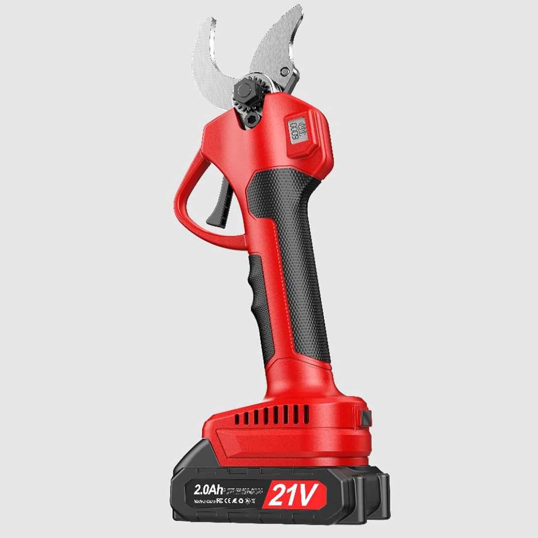 21V Cordless Electric Pruning Shears with Digital Display – 2.0Ah Battery, High Carbon Steel Blade | 2.33lbs Lightweight Design for One-Hand Operation