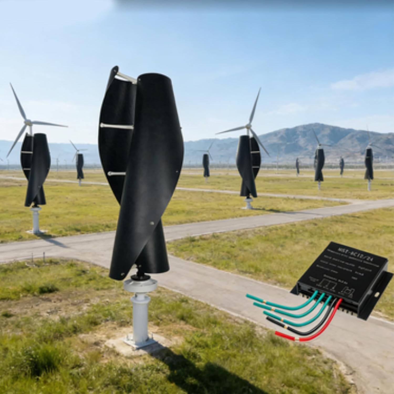 12V-220V,Compact Vertical Wind Turbine 12000W, with Charge Controller Breeze Start Low Vibration, Aluminum Alloy Body for RV/Cabin/Outdoor Use