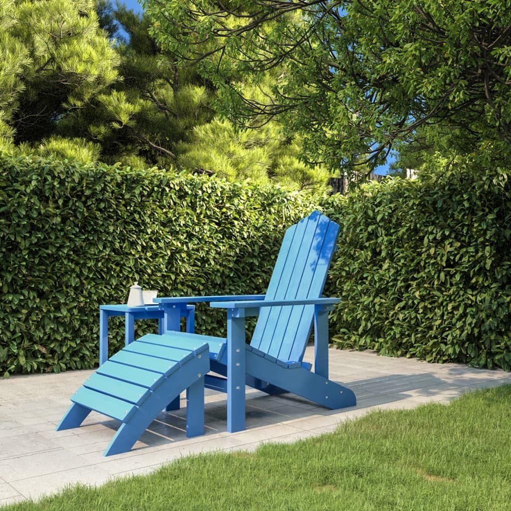 Patio Adirondack Chair with Footstool HDPE Aqua Blue,Weather Resistant Adirondack Chair: Ultimate Relaxation for Your Patio Patio Furniture & Accessories