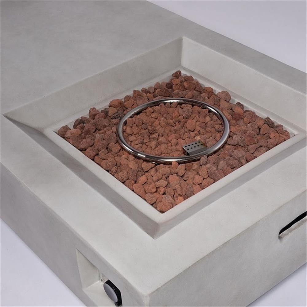 Direct Wicker Stainless Steel & Concrete Fire Pit Table with Burner in Gray