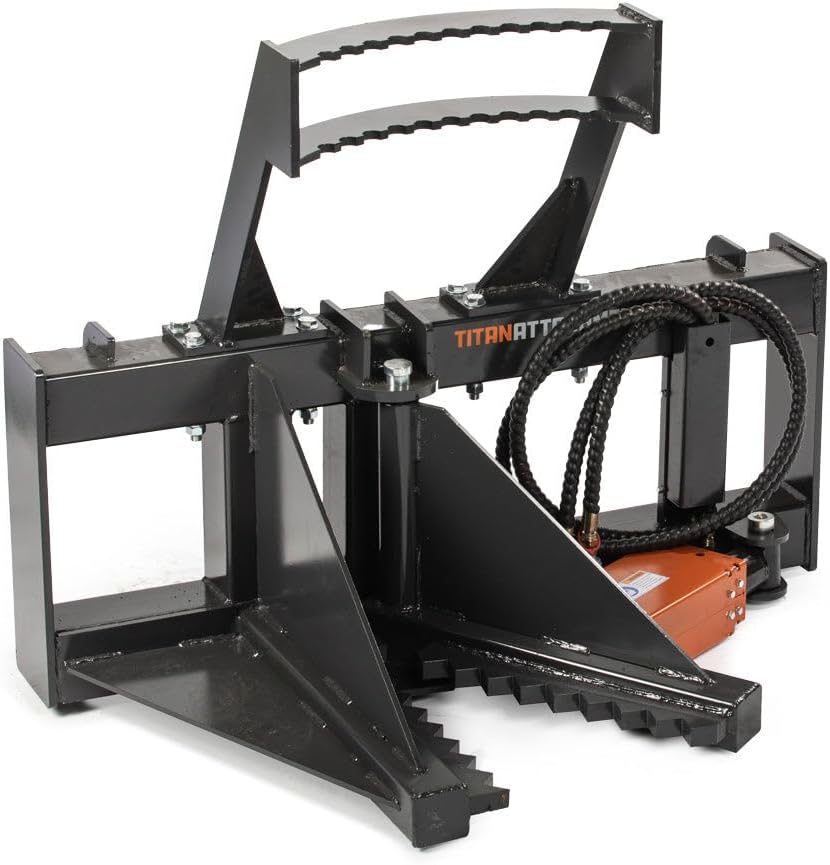 Titan Attachments Post and Tree Puller Attachment with Push Bar, 3,000 PSI Hydraulic Cylinder, Universal SSQA Landscape Removal Tool for Trees and Fence Posts, Skid Steer Accessories