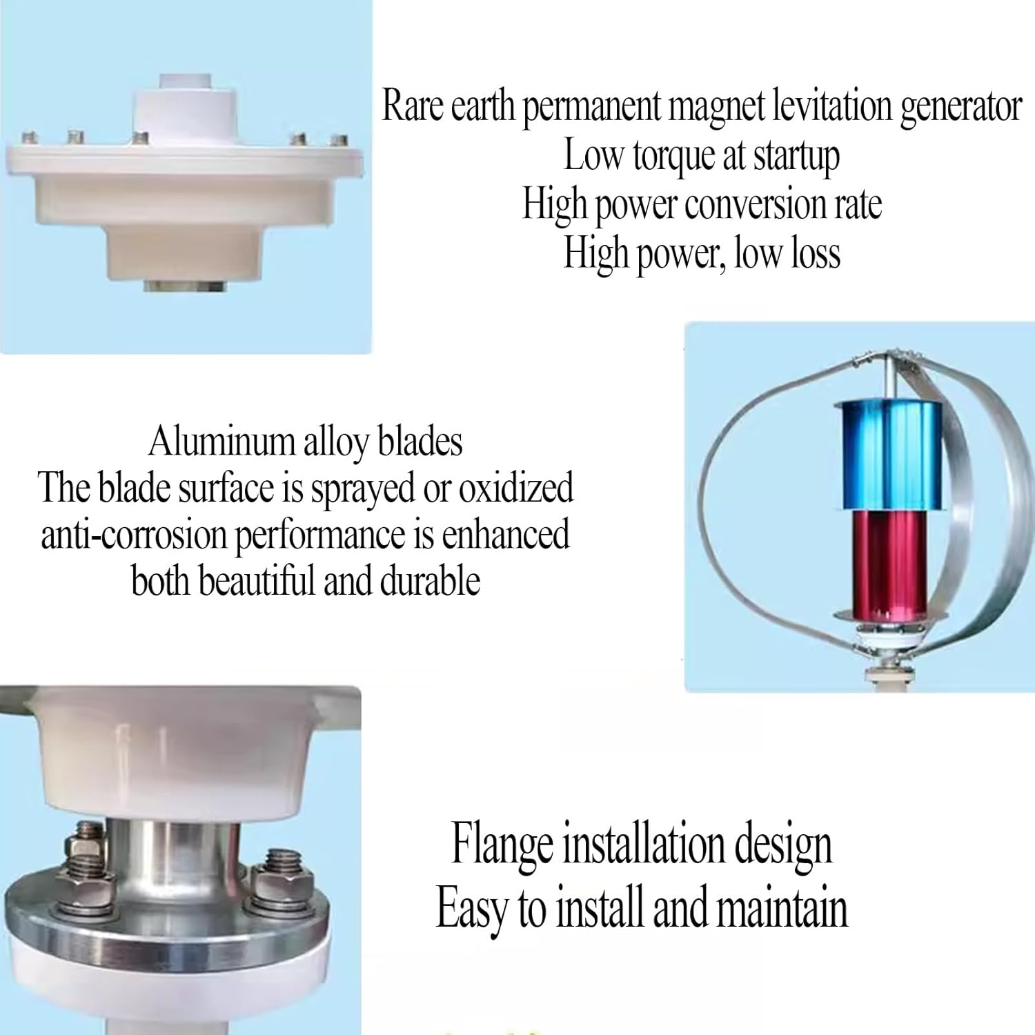 Wind Turbines Generator Kit for Home Vertical Wind Turbines with Controller Three-Phase AC Permanent Magnet Synchronous Generator 12V 24V Wind Generator(100W 24V)