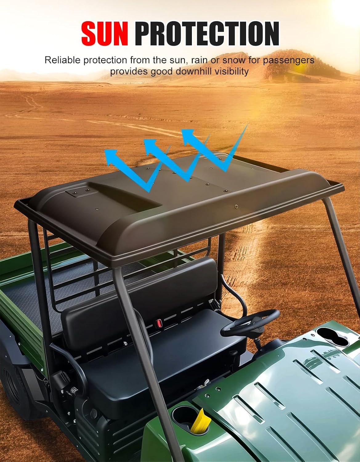 Hard Roof Top for Kawasaki Mule 4010, 2-Piece Combined Sport Roof Top Sun Visor Cover for Kawasaki Mule 4000 4010 3000 3010 3020 2520 2510 2500 1990-2025 Accessories, Replace #KAF30-030A