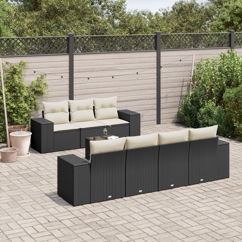 8 Piece Modular Outdoor Sofa Set with Weather-Resistant Cushions and Storage, Modern Poly Rattan Garden Furniture for Patio Terrace Backyard Seating
